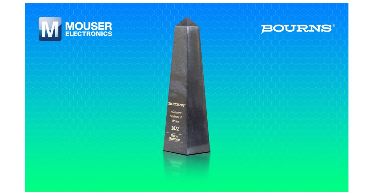 Mouser Electronics Receives Bourns 2022 World E-Commerce Distributor of the Yr Award